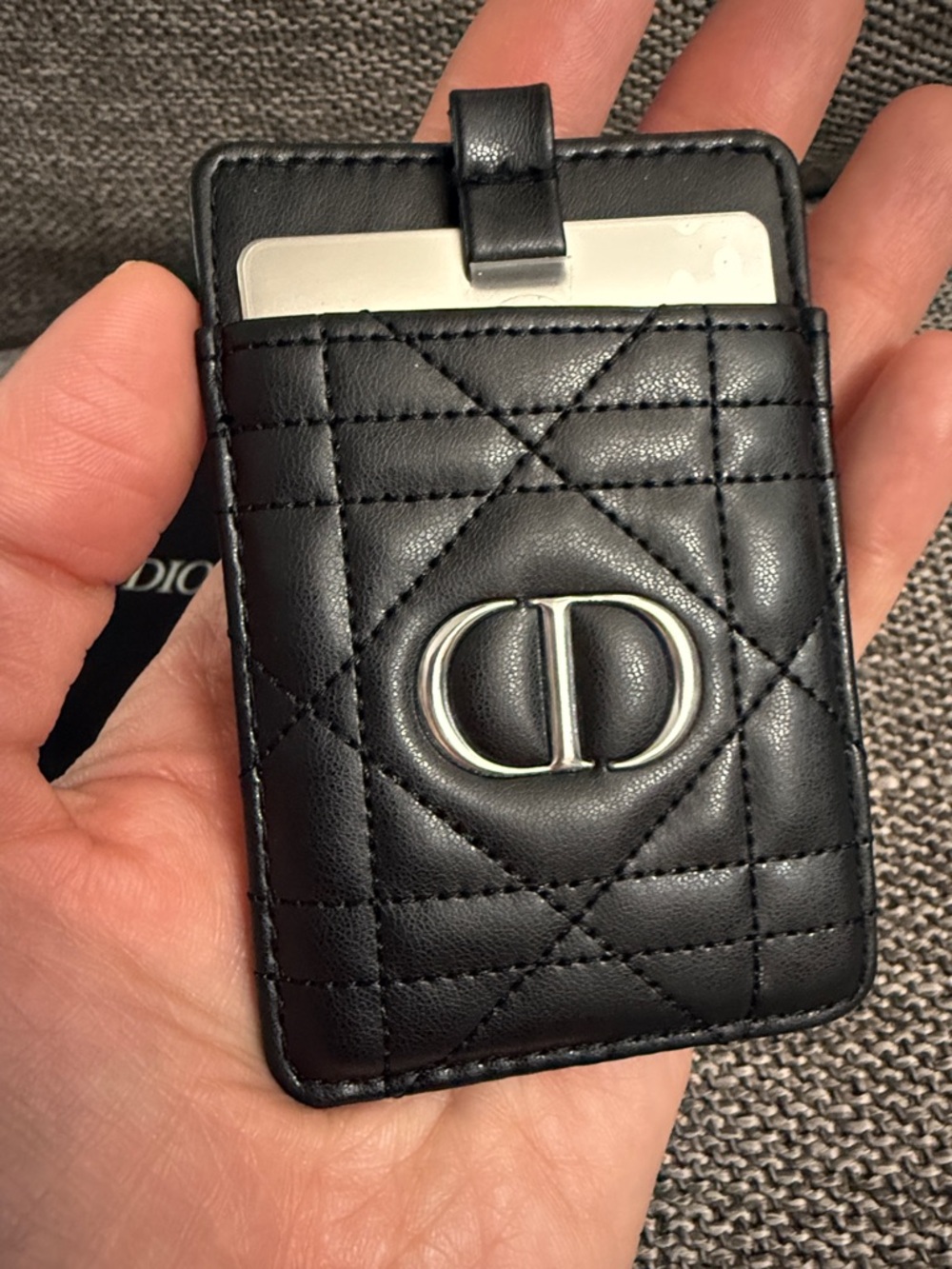 Dior Beauty Black Quilted Faux Leather Card Holder Mirror Phone New Authentic - Picture 10 of 16